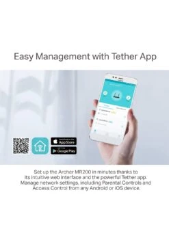 TP-Link TP Link AC750 Dual-Band Wi-Fi 4G LTE Router, Archer MR200 -NARA Computer Shop MXJ4A SQ6 0000000004 BLACK SLd2