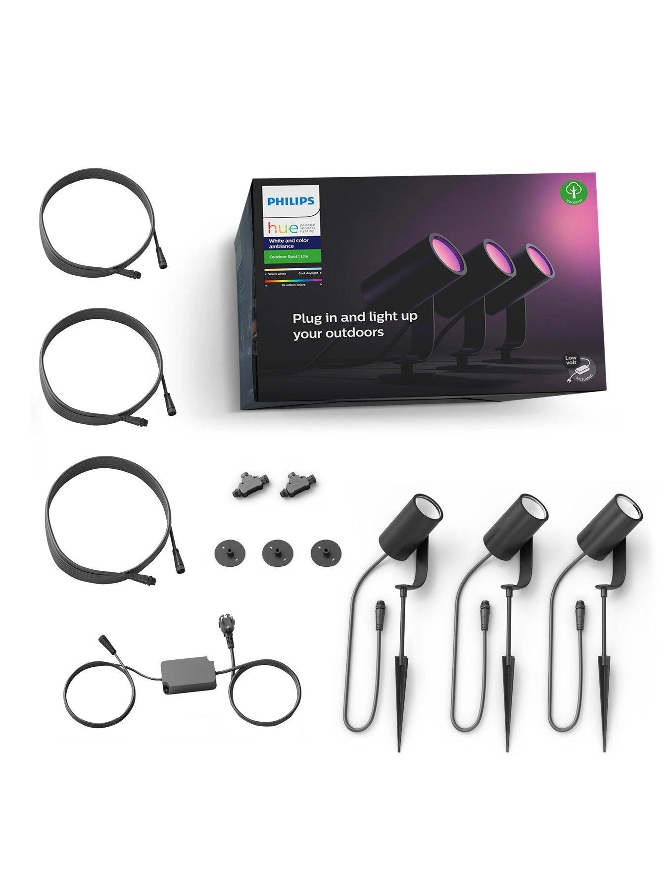 Philips Hue Hue Outdoor Lily Garden Spotlight Set 3x 8W + Base Unit 5 Philips Hue Hue Outdoor Lily Garden Spotlight Set 3x 8W + Base Unit - Image 3