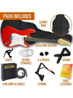 Rocket Full Size Electric Guitar Pack In Red With Free Online Music Lessons -NARA Computer Shop NTC4F SQ3 0000000017 RED SLd1