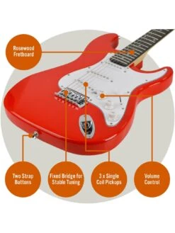Rocket Full Size Electric Guitar Pack In Red With Free Online Music Lessons -NARA Computer Shop NTC4F SQ4 0000000017 RED SLd1