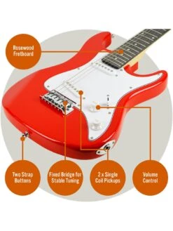 Rocket 3/4 Size Electric Guitar Ultimate Kit With 10W Amp - 6 Months FREE Lessons - Red -NARA Computer Shop NTC4H SQ4 0000000017 RED SLd1