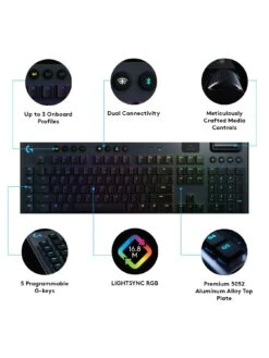 LogitechG G915 LIGHTSPEED Wireless RGB Mechanical Gaming Keyboard - GL Tactile - N/A - UK - 2.4GHZ/BT - N/A - INTNL - TACTILE SWITCH -NARA Computer Shop PNLMY SQ6 0000000099 N A SLd2