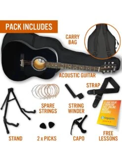 3rd Avenue Full Size 4/4 Acoustic Guitar Pack For Beginners - 6 Months FREE Lessons - Black 9 3rd Avenue Full Size 4/4 Acoustic Guitar Pack For Beginners - 6 Months FREE Lessons - Black -NARA Computer Shop Q7DRJ SQ5 0000000004 BLACK SLd1