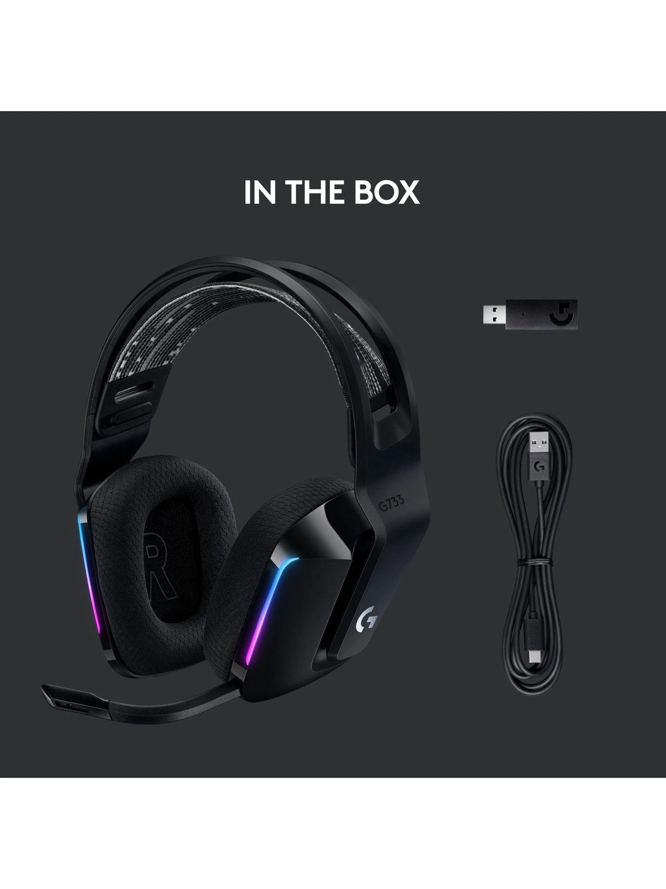 LogitechG G733 Lightspeed Wireless Gaming Headset - Black 8 LogitechG G733 Lightspeed Wireless Gaming Headset - Black - Image 6