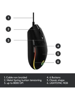 LogitechG G203 Lightsync RGB 6-Button Gaming Mouse - Black -NARA Computer Shop QYAWD SQ5 0000000099 N A SLd1