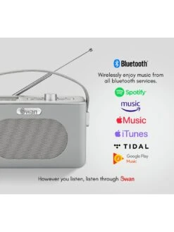 Swan Retro DAB Bluetooth Radio - Grey -NARA Computer Shop RFLLD SQ7 0000000005 GREY SLd3