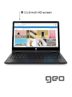 Geo GeoFlex 110 11.6-inch HD Convertible Windows 10 Laptop With Touchscreen, Intel Celeron Dual Core, 4GB RAM, 64GB Storage With Optional Norton 360 (1 Year) -NARA Computer Shop RNFEJ SQ3 0000000004 BLACK SLa