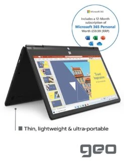 Geo GeoFlex 110 11.6-inch HD Convertible Windows 10 Laptop With Touchscreen, Intel Celeron Dual Core, 4GB RAM, 64GB Storage With Optional Norton 360 (1 Year) -NARA Computer Shop RNFEJ SQ6 0000000004 BLACK SLd2