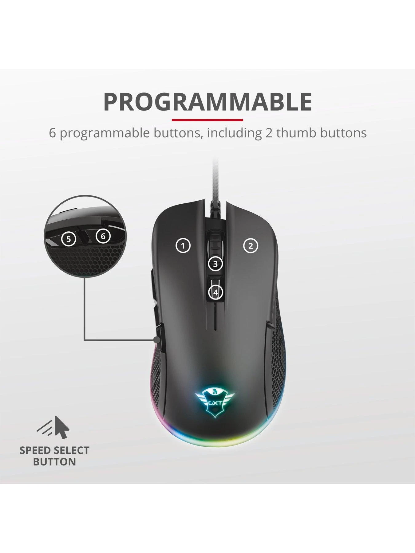 Trust GXT922 YBAR Gaming Mouse - With RGB Lighting 7 Trust GXT922 YBAR Gaming Mouse - With RGB Lighting - Image 5