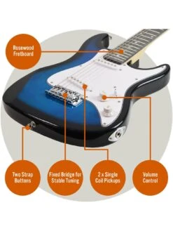 3rd Avenue 3/4 Size Electric Guitar Ultimate Kit With 10W Amp - 6 Months FREE Lessons - Blueburst -NARA Computer Shop TATL9 SQ4 0000000099 N A SLd2