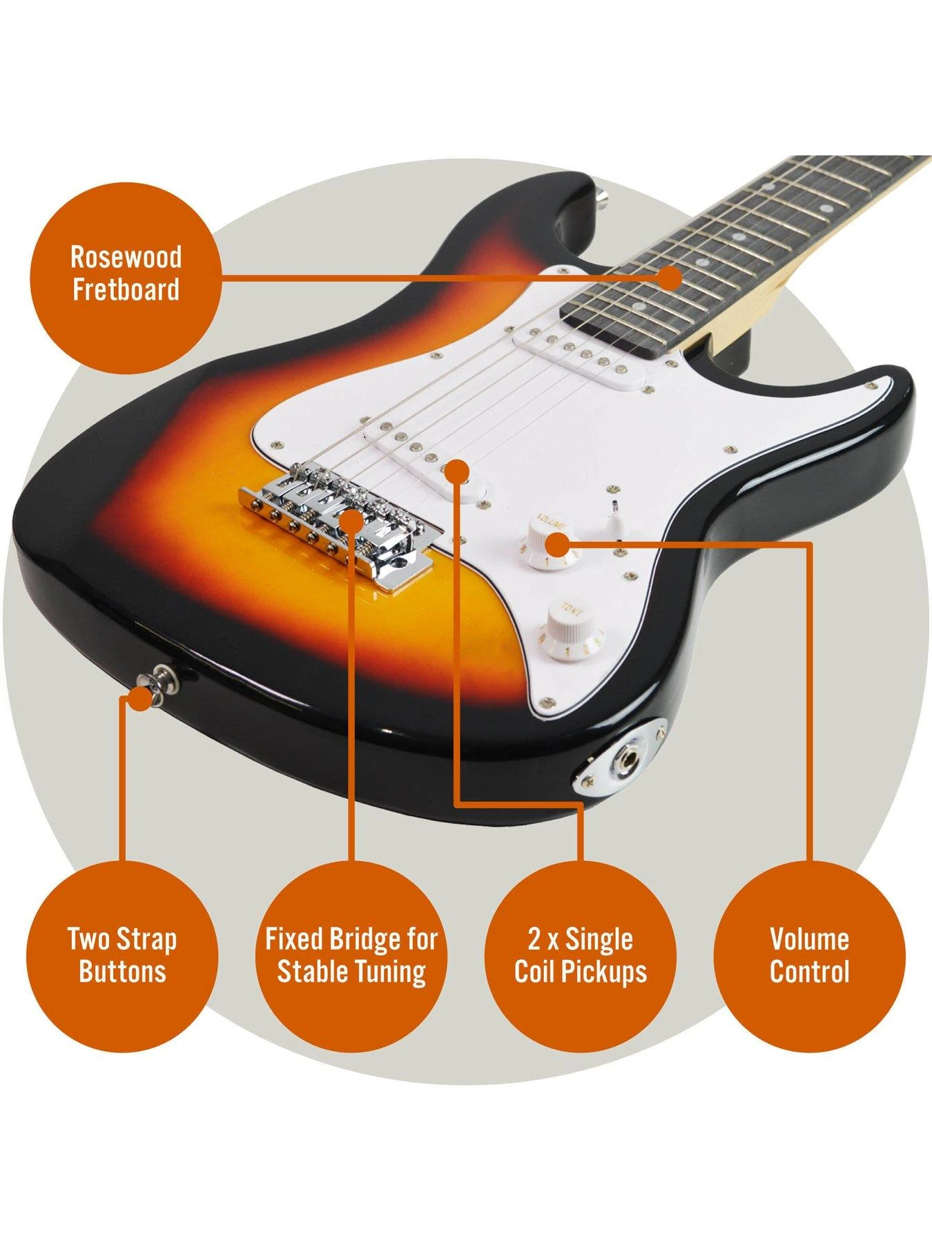 3rd Avenue 3/4 Size Electric Guitar Ultimate Kit With 10W Amp - 6 Months FREE Lessons - Sunburst 6 3rd Avenue 3/4 Size Electric Guitar Ultimate Kit With 10W Amp - 6 Months FREE Lessons - Sunburst - Image 4