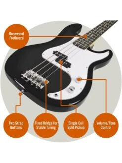 3rd Avenue Full Size Bass Guitar Ultimate Kit With 15W Amp - 6 Months FREE Lessons - Black -NARA Computer Shop TATLC SQ4 0000000099 N A SLd2