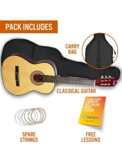 3rd Avenue 3/4 Size Kids Classical Guitar Beginner Bundle - 6 Months FREE Lessons - Natural -NARA Computer Shop TATLP SQ3 0000000099 N A SLd1