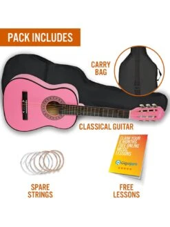 3rd Avenue 1/2 Size Kids Classical Guitar Beginner Bundle - 6 Months FREE Lessons - Pink -NARA Computer Shop TATLT SQ3 0000000099 N A SLd1