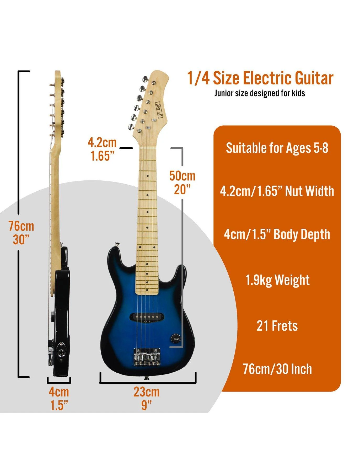 3rd Avenue Junior Electric Guitar Pack - Blueburst 4 3rd Avenue Junior Electric Guitar Pack - Blueburst - Image 2