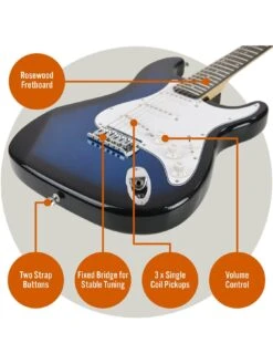 3rd Avenue Full Size 4/4 Electric Guitar Ultimate Kit With 10W Amp - 6 Months FREE Lessons - Blueburst -NARA Computer Shop TATM9 SQ4 0000000099 N A SLd2