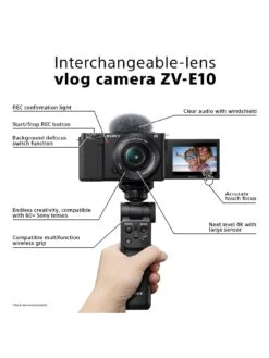 Sony ZVE10BDI.EU Alpha ZV-E10 APS-C Mirrorless Interchangeable-Lens Vlog Camera Body Only (Vari-Angle Screen For Vlogging, 4K Video, Real-time Eye Autofocus) -NARA Computer Shop TFKRC SQ4 0000000004 BLACK SLd