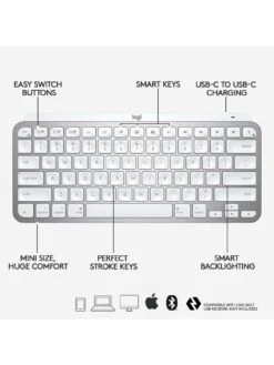 Logitech MX Keys Mini For Mac Minimalist Wireless Illuminated Keyboard - PALE GREY -NARA Computer Shop TKPCP SQ6 0000000215 LIGHT GREY SLd2