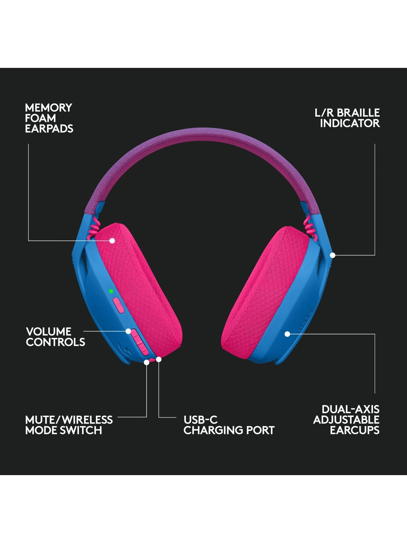 LogitechG G435 LIGHTSPEED Wireless Gaming Headset - BLUE 9 LogitechG G435 LIGHTSPEED Wireless Gaming Headset - BLUE - Image 7