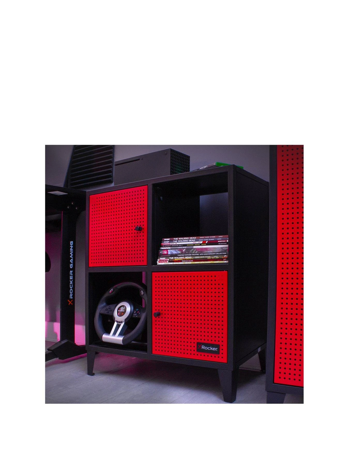 X Rocker MESH-TEK Square Display Cabinet With 4 cube Storage 3 X Rocker MESH-TEK Square Display Cabinet With 4 cube Storage