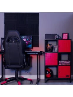 X Rocker MESH-TEK Tall Display Cabinet With 6 Cube Storage -NARA Computer Shop TPTVJ SQ2 0000000336 BLACK RED RSr