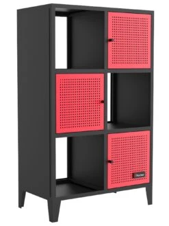 X Rocker MESH-TEK Tall Display Cabinet With 6 Cube Storage -NARA Computer Shop TPTVJ SQ5 0000000336 BLACK RED SLd1