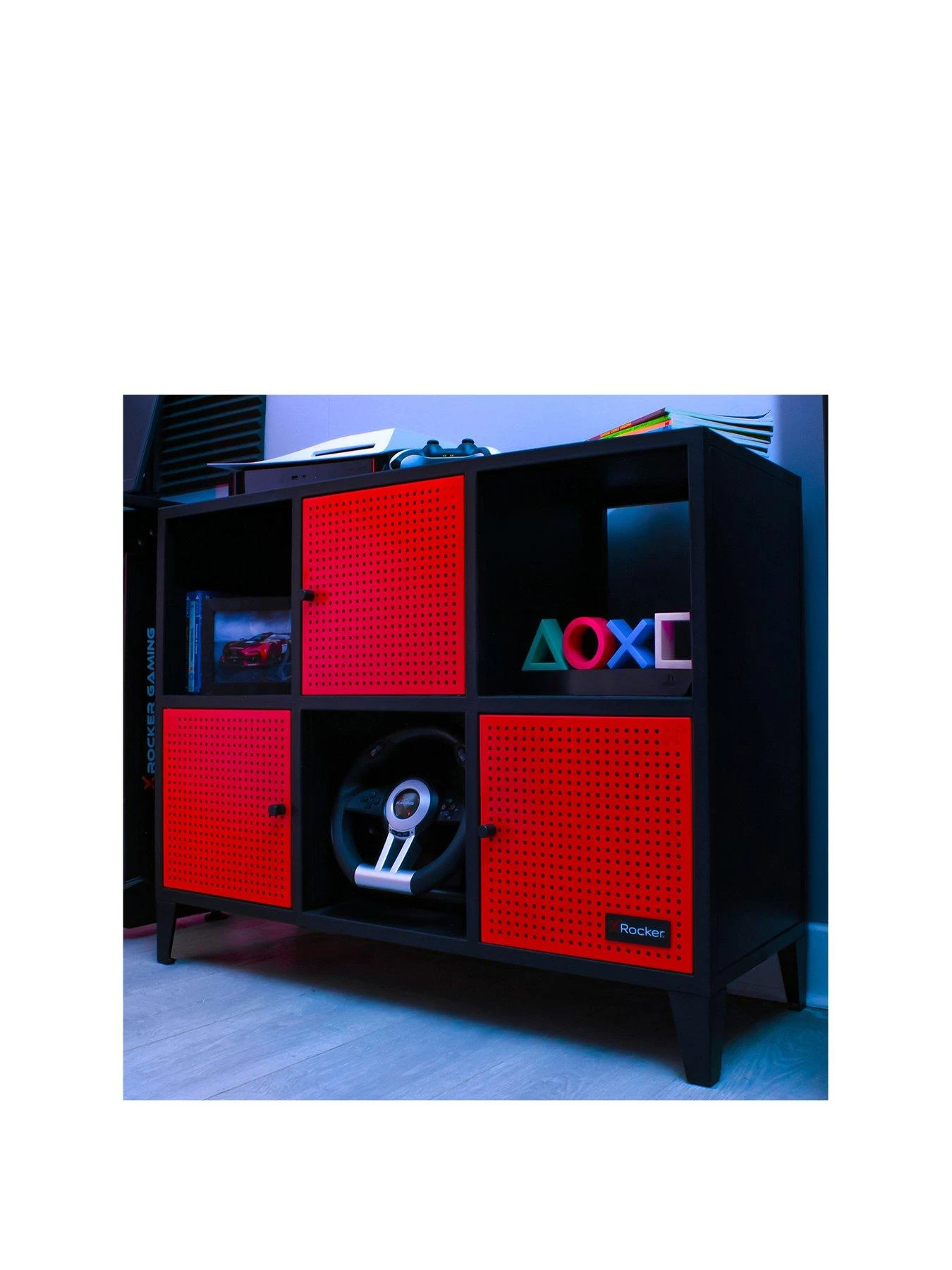 X Rocker MESH-TEK Wide Display Cabinet With 6 Cube Storage 3 X Rocker MESH-TEK Wide Display Cabinet With 6 Cube Storage