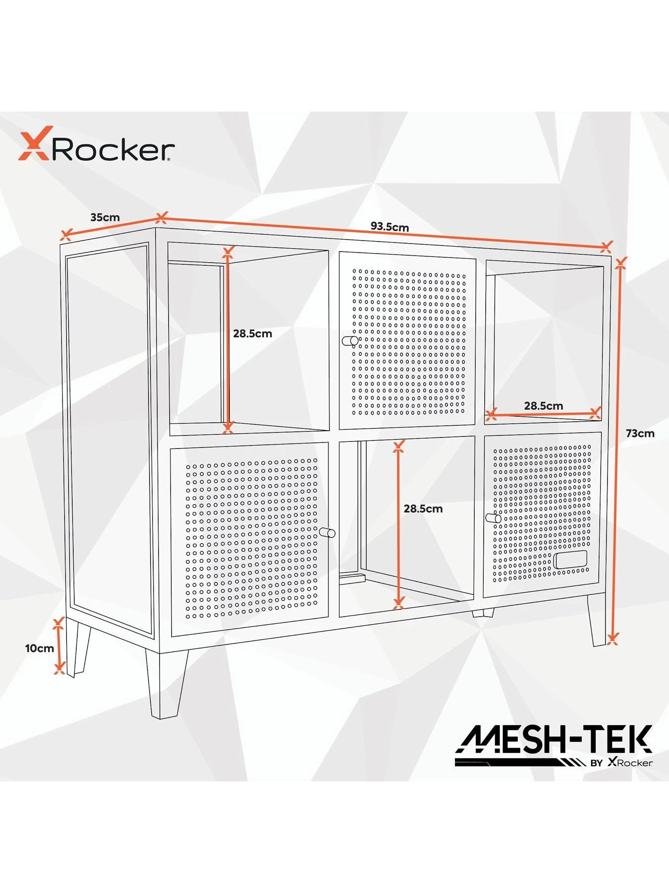 X Rocker MESH-TEK Wide Display Cabinet With 6 Cube Storage 9 X Rocker MESH-TEK Wide Display Cabinet With 6 Cube Storage - Image 7