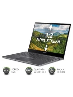 Acer Chromebook Spin 713 CP713-3W - 13.5in QHD 3:2 Touchscreen, Intel Core I3-1115G4, 8GB RAM, 256GB SSD, Google Chrome OS, with Optional Microsoft 365 Family (15 Months) - Iron -NARA Computer Shop TYYNN SQ4 0000000088 NO COLOR SLd