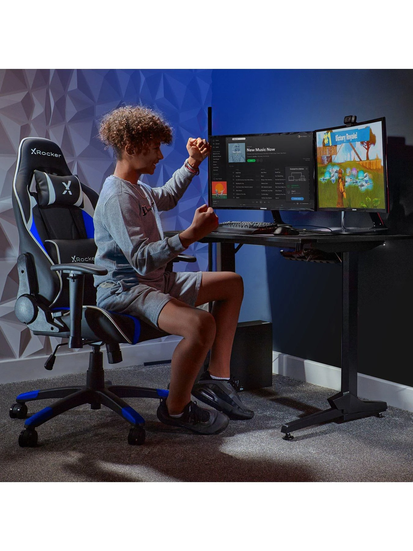 X Rocker Agility Black/Blue Junior PC Office Gaming Chair 4 X Rocker Agility Black/Blue Junior PC Office Gaming Chair - Image 2