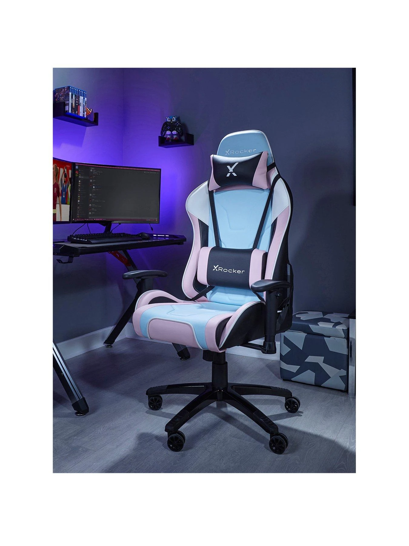 X Rocker Agility Pink Sport ESport PC Office Gaming Chair 3 X Rocker Agility Pink Sport ESport PC Office Gaming Chair