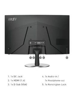 MSI PRO MP242C 24 Inch, Full HD, 75Hz, 1ms, AMD Freesync, 1500R Curved Monitor -NARA Computer Shop UTS85 SQ2 0000000004 BLACK SLb