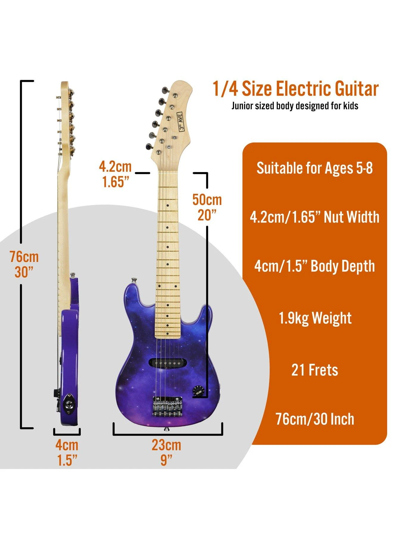 3rd Avenue 3rd Avenue Junior Electric Guitar Pack - Purpleburst 4 3rd Avenue 3rd Avenue Junior Electric Guitar Pack - Purpleburst - Image 2