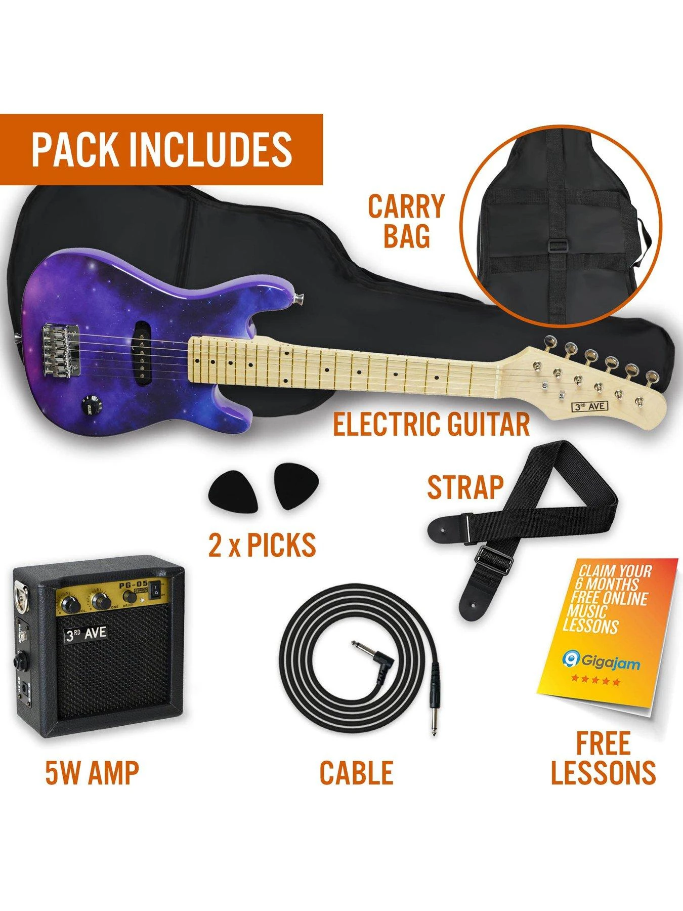 3rd Avenue 3rd Avenue Junior Electric Guitar Pack - Purpleburst 5 3rd Avenue 3rd Avenue Junior Electric Guitar Pack - Purpleburst - Image 3