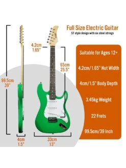 Full Size 4/4 Electric Guitar Ultimate Kit With 10W Amp - 6 Months FREE Lessons -  Green -NARA Computer Shop UW8G3 SQ2 0000000088 NO COLOR SLd