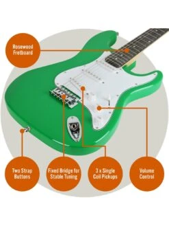 Full Size 4/4 Electric Guitar Ultimate Kit With 10W Amp - 6 Months FREE Lessons -  Green -NARA Computer Shop UW8G3 SQ4 0000000088 NO COLOR SLd2