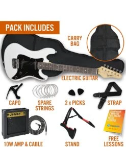 3/4 Size Electric Guitar Ultimate Kit With 10W Amp - 6 Months FREE Lessons - White -NARA Computer Shop UW8G6 SQ3 0000000088 NO COLOR SLd1