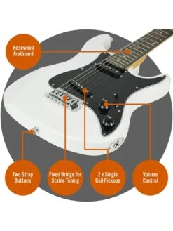 3/4 Size Electric Guitar Ultimate Kit With 10W Amp - 6 Months FREE Lessons - White -NARA Computer Shop UW8G6 SQ4 0000000088 NO COLOR SLd2
