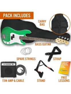 Full Size Bass Guitar Ultimate Kit With 15W Amp - 6 Months FREE Lessons - Green 10 Full Size Bass Guitar Ultimate Kit With 15W Amp - 6 Months FREE Lessons - Green -NARA Computer Shop UW8G9 SQ3 0000000088 NO COLOR SLd1