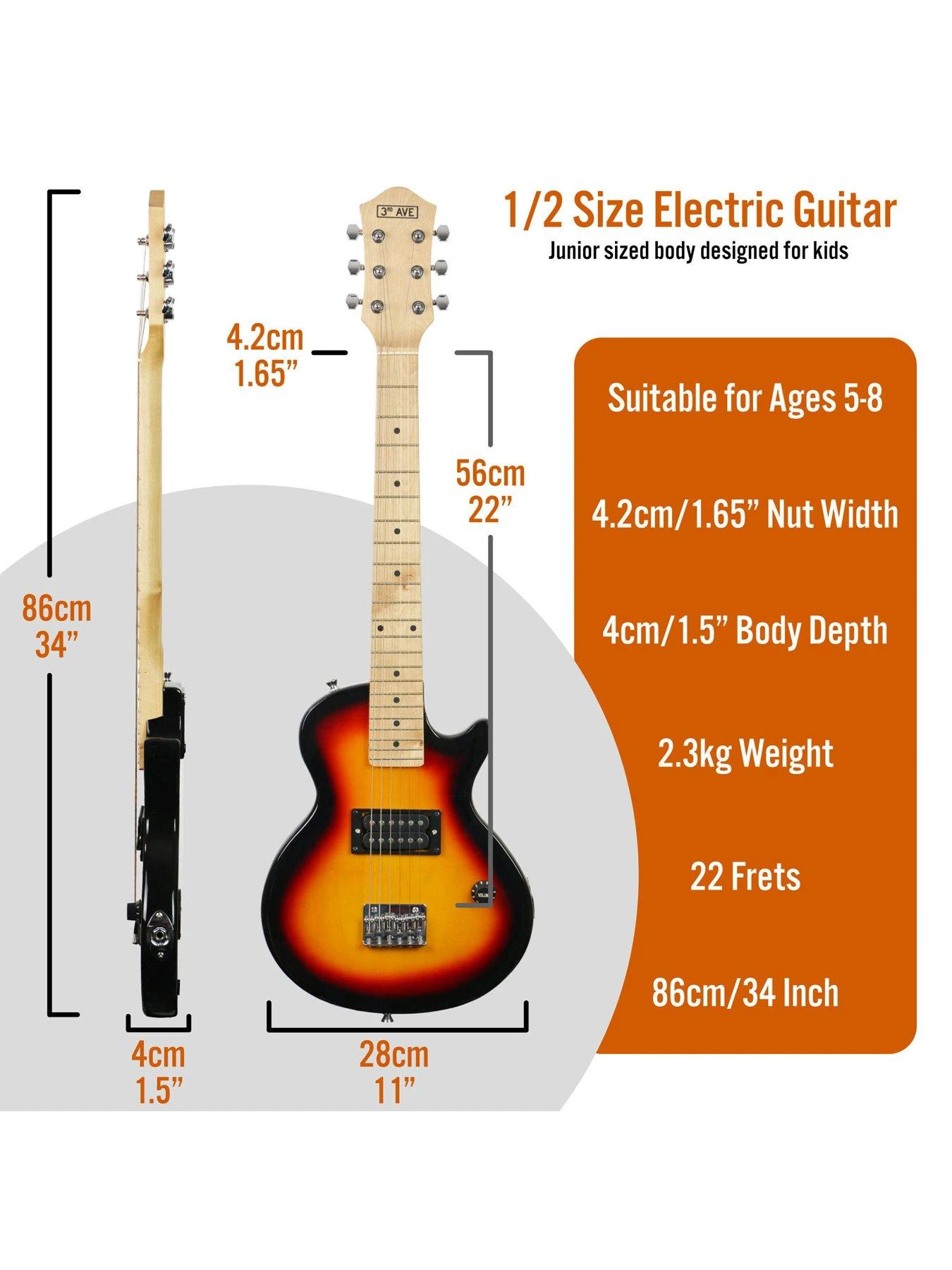 3rd Avenue✨ Junior Electric Rock Guitar Pack - Sunburst 4 3rd Avenue✨ Junior Electric Rock Guitar Pack - Sunburst - Image 2
