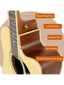 MX By 3rd Avenue Performance Series Acoustic Guitar Full Size Guitar Package - Natural -NARA Computer Shop UW8GR SQ4 0000000088 NO COLOR SLd2