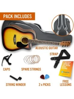 MX By 3rd Avenue Performance Series Acoustic Guitar Full Size Guitar Package - Sunburst -NARA Computer Shop UW8GS SQ3 0000000088 NO COLOR SLd1