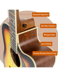 MX By 3rd Avenue Performance Series Acoustic Guitar Full Size Guitar Package - Sunburst -NARA Computer Shop UW8GS SQ4 0000000088 NO COLOR SLd2