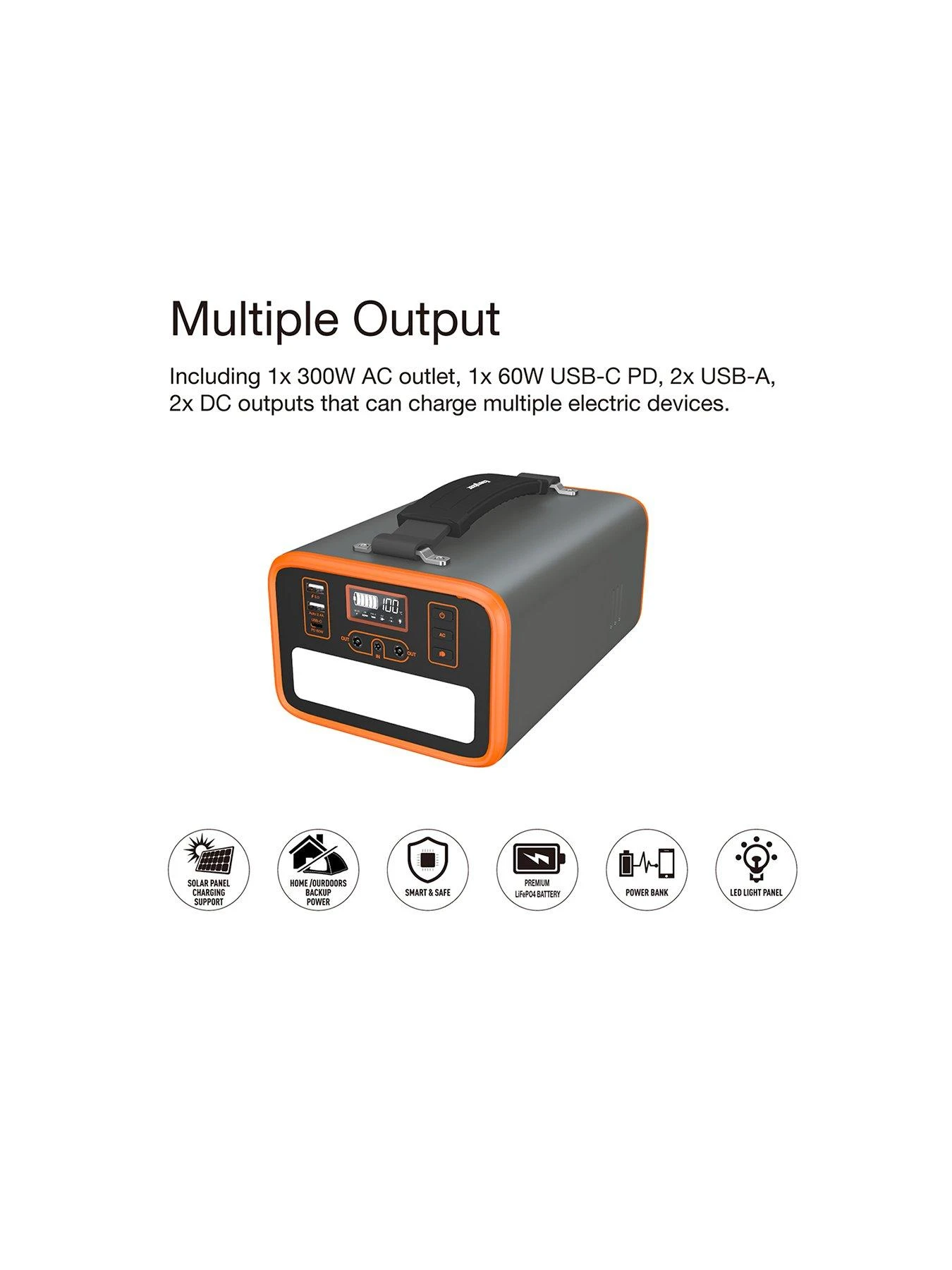 Energizer Power Station 307.2Wh(96,000mAh)AC/DC 300W Outlet, 1xUSB-C PD-65W, 2xUSB-A QC3.0 Power Bank Backup Outdoor Travel Camping Emergency Home 5 Energizer Power Station 307.2Wh(96,000mAh)AC/DC 300W Outlet, 1xUSB-C PD-65W, 2xUSB-A QC3.0 Power Bank Backup Outdoor Travel Camping Emergency Home - Image 3