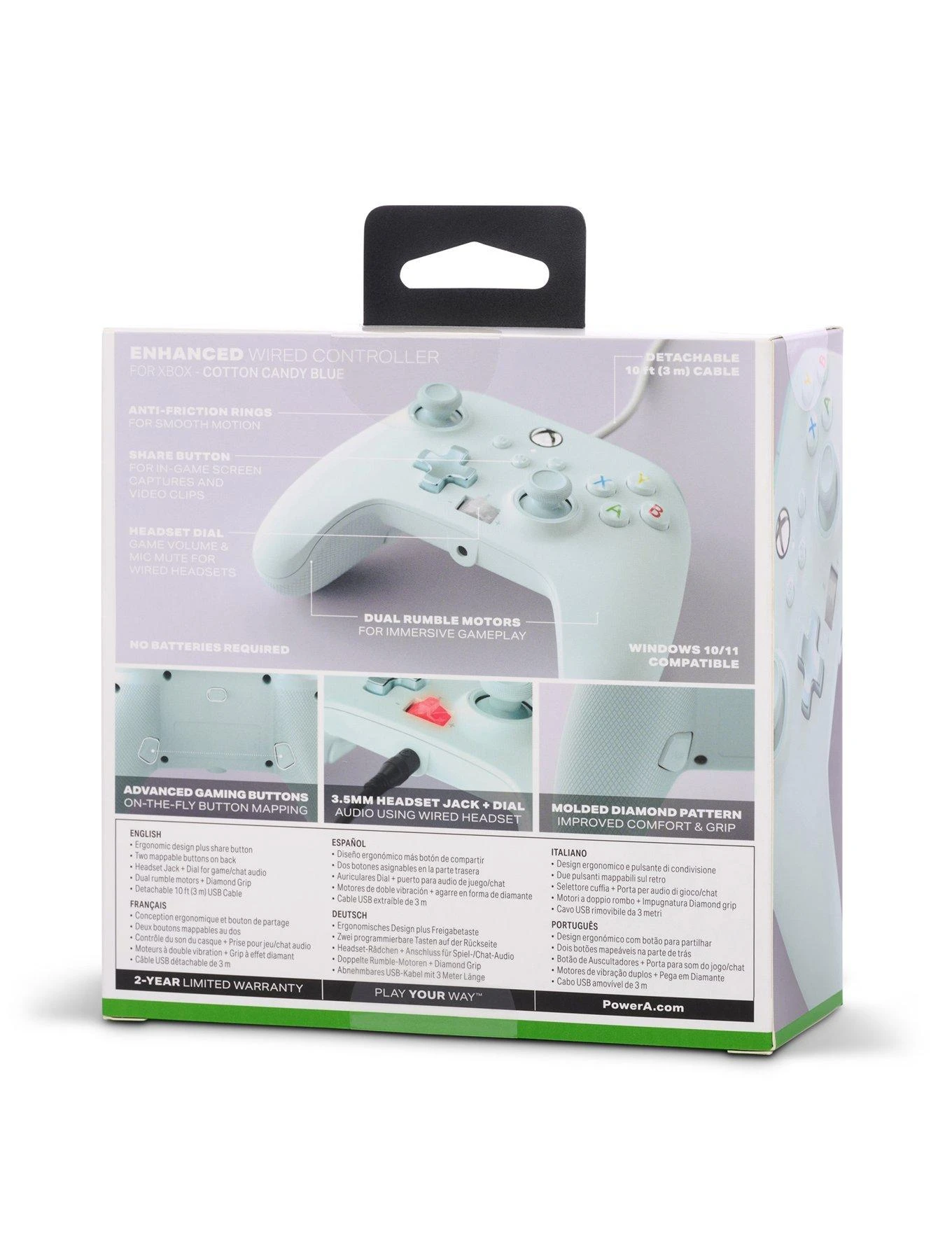 PowerA Enhanced Wired Controller For Xbox Series X,S - Cotton Candy Blue 9 PowerA Enhanced Wired Controller For Xbox Series X,S - Cotton Candy Blue - Image 7