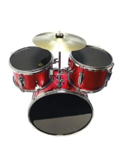 RockJam 3 Piece Junior Drum Kit With Cymbal, Pedal, Stool And Sticks - Metallic Red -NARA Computer Shop V7EAD SQ2 0000000017 RED SLd