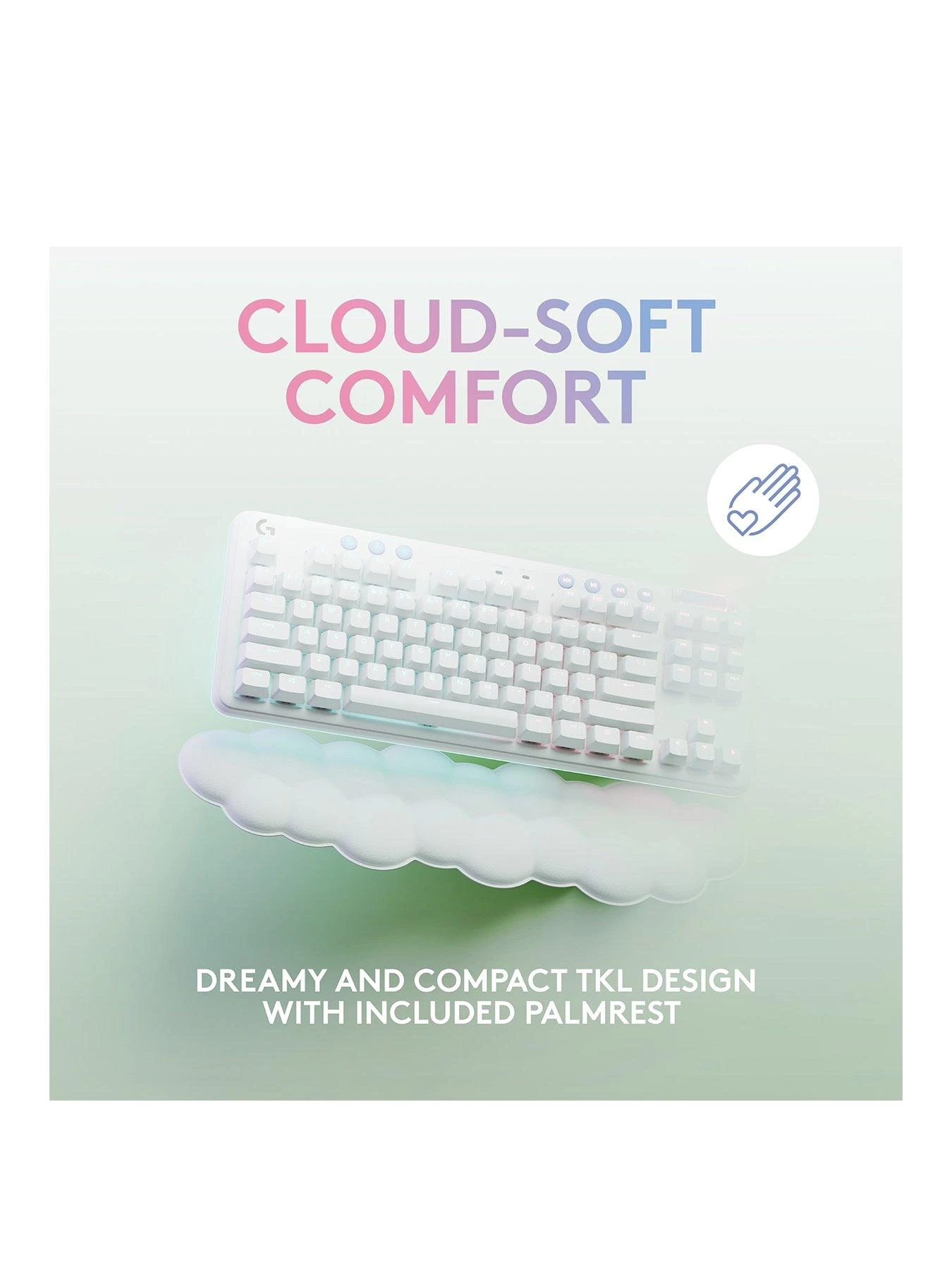 LogitechG G715 Wireless Mechanical Gaming Keyboard, Tactile Switches (GX Brown) And Keyboard Palm Rest, For PC/Mac - White 4 LogitechG G715 Wireless Mechanical Gaming Keyboard, Tactile Switches (GX Brown) And Keyboard Palm Rest, For PC/Mac - White - Image 2