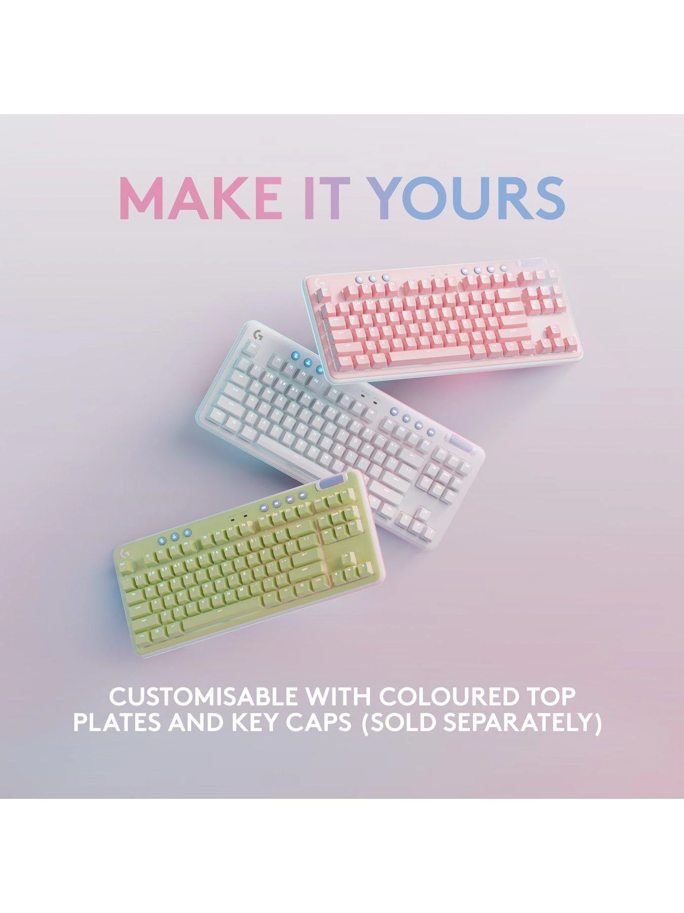 LogitechG G715 Wireless Mechanical Gaming Keyboard, Tactile Switches (GX Brown) And Keyboard Palm Rest, For PC/Mac - White 9 LogitechG G715 Wireless Mechanical Gaming Keyboard, Tactile Switches (GX Brown) And Keyboard Palm Rest, For PC/Mac - White - Image 7