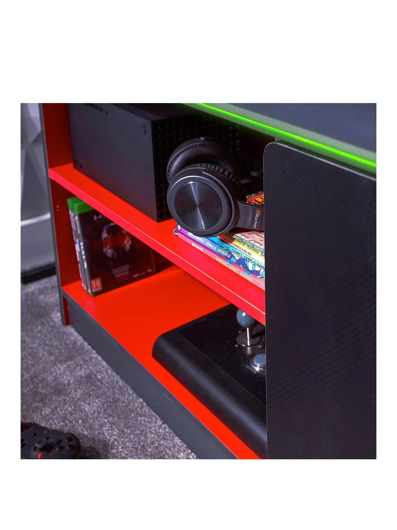 X Rocker Carbon-tek TV Media Unit With Neo Fibre LED Lights 3 X Rocker Carbon-tek TV Media Unit With Neo Fibre LED Lights