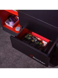X Rocker Carbon-tek Gaming Storage Sideboard With Drawers, Shelves And LEDs -NARA Computer Shop V8F73 SQ4 0000000005 GREY SLd1